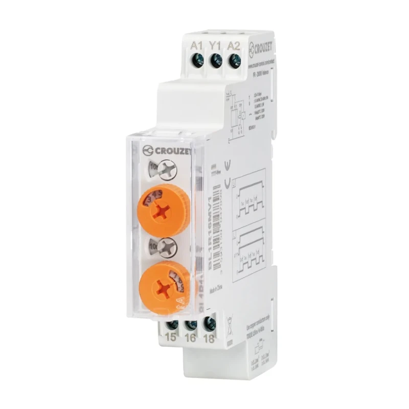 Crouzet Syr-Line Series DIN Rail Timer Relay, 1-Contact, 12 to 240 V dc/ac, 250 V Switching Voltage, 16A Contact BL1R16MV1
