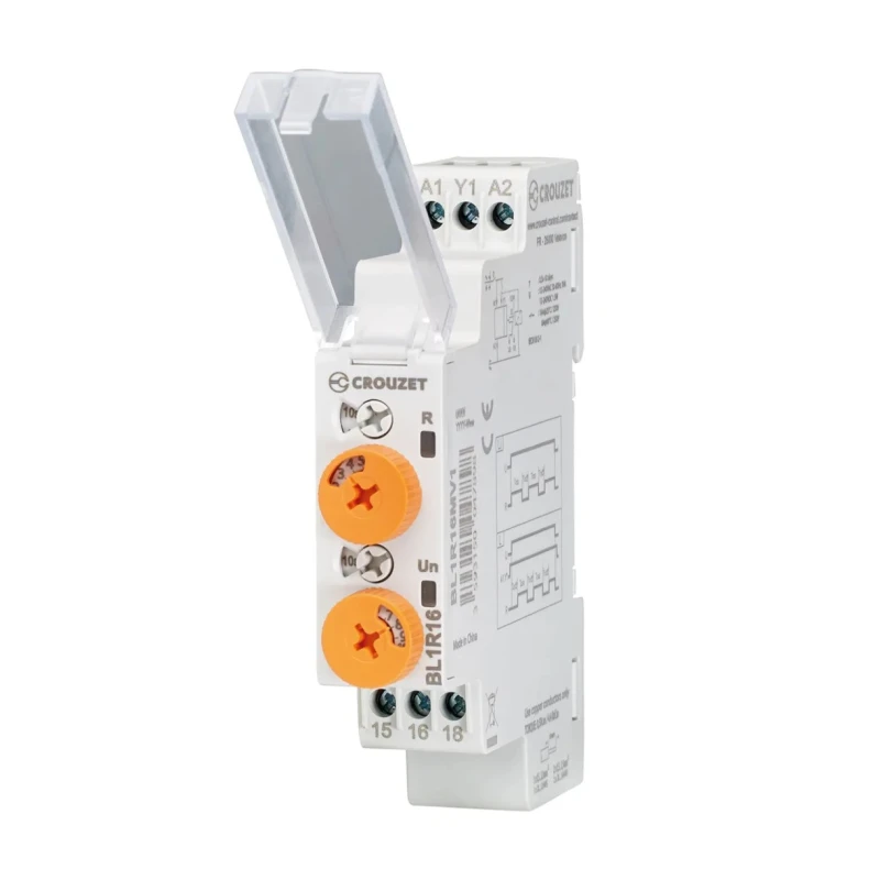 Crouzet Syr-Line Series DIN Rail Timer Relay, 1-Contact, 12 to 240 V dc/ac, 250 V Switching Voltage, 16A Contact BL1R16MV1