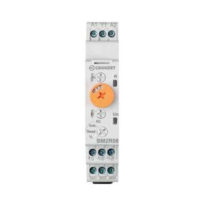 Crouzet Syr-Line Series DIN Rail Timer Relay 2-Contact 12 to 240 V AC/DC Multifunction BM2R08MV1