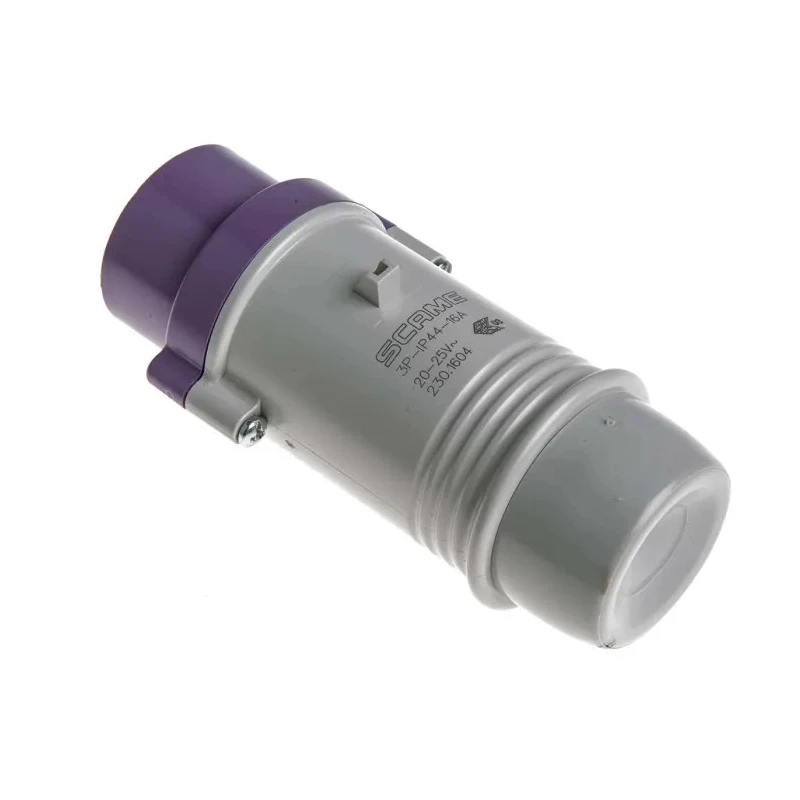 Scame IEC309 IP44 Purple Cable Mount 3P Straight Industrial Power Connector 16A 20-25V 230.1604