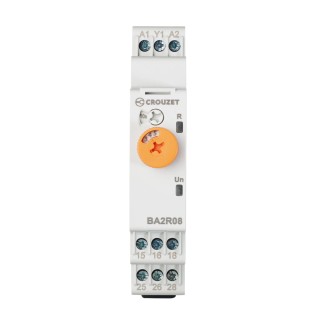 Crouzet Syr-Line Series DIN Rail Timer Relay 2-Contact 12 to 240 V ac/dc 0.5 s to 10 Days ON Delay BA2R08MV1