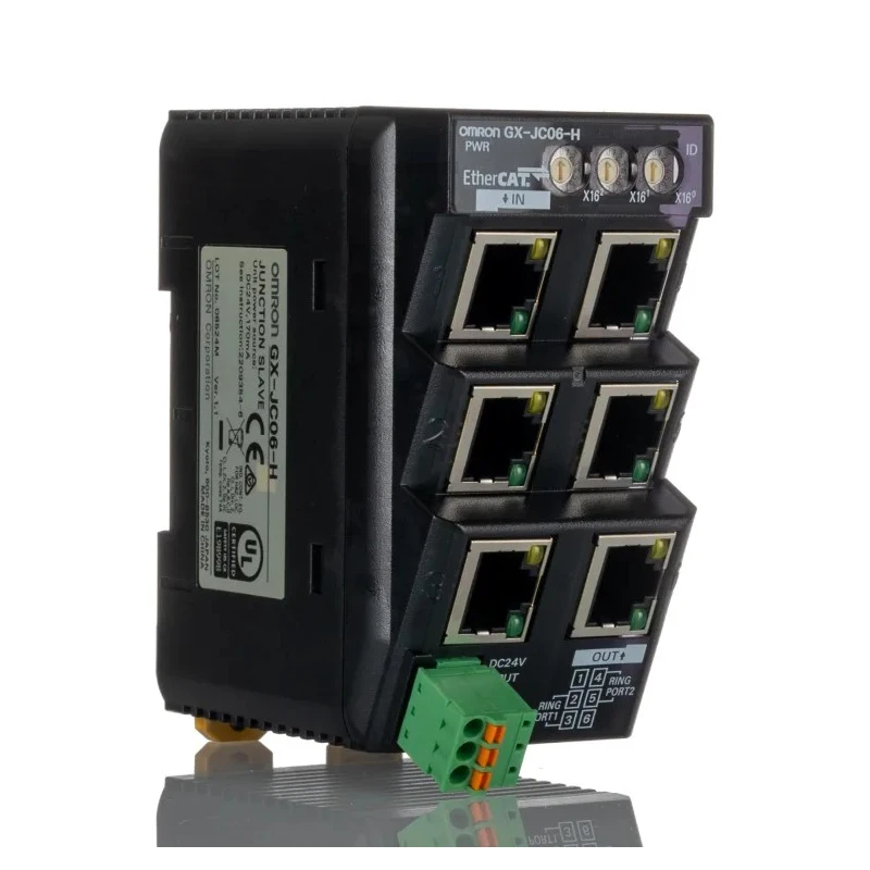 Omron EtherCAT Junction Slave Series DIN Rail Network Hub 6 RJ45 Ports 24 V dc GXJC06H