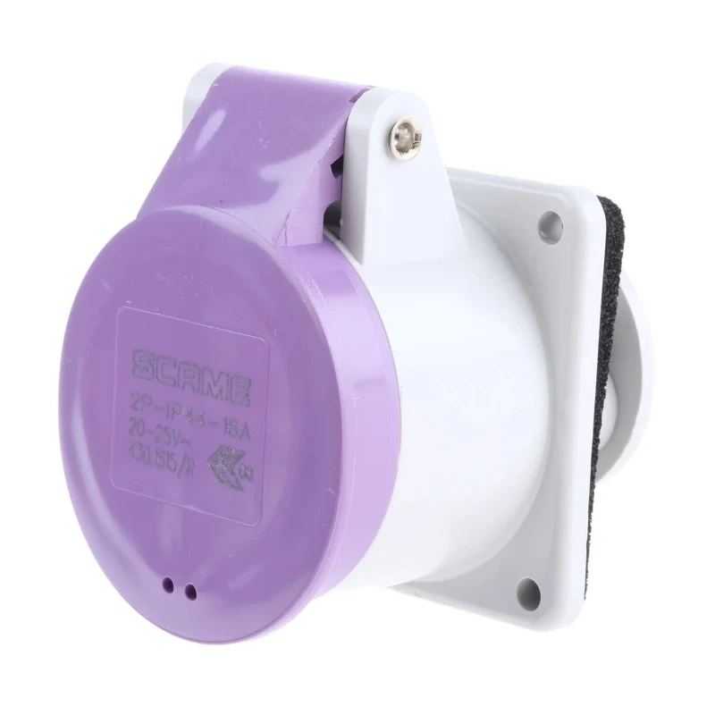 Scame 16A 25V IP44 Purple Panel Mount Industrial Power Connector 2 Pole IEC309 IP44