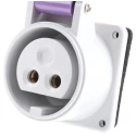 Scame 16A 25V IP44 Purple Panel Mount Industrial Power Connector 2 Pole IEC309 IP44