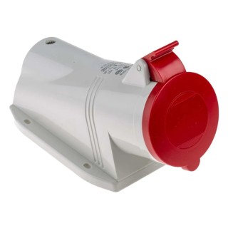 Scame Red Industrial Wall Mount Power Connector 32A 415V IP44 Angled Socket 3P+N+PE IP44 