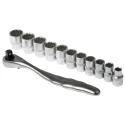 RS PRO 12-Piece 3/8 in Shallow Socket Set Chrome Vanadium Steel Square Drive 668-5783