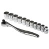 RS PRO 12-Piece 3/8 in Shallow Socket Set Chrome Vanadium Steel Square Drive 668-5783