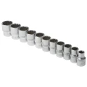 RS PRO 12-Piece 3/8 in Shallow Socket Set Chrome Vanadium Steel Square Drive 668-5783