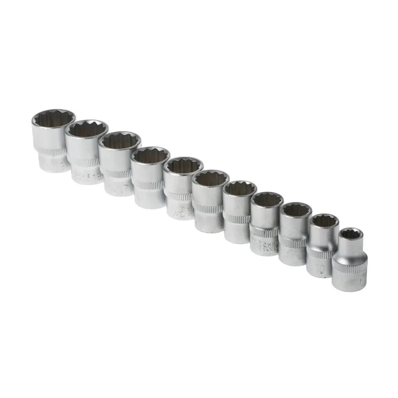RS PRO 12-Piece 3/8 in Shallow Socket Set Chrome Vanadium Steel Square Drive 668-5783