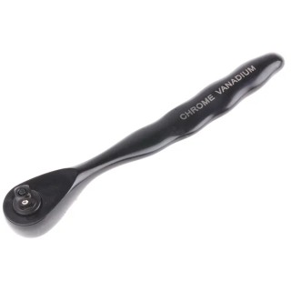 RS PRO 1/4 in Mini Head Reversible Ratchet with Ratchet Handle, Chrome Vanadium Steel, Black Chrome Plated Finish 668-5777