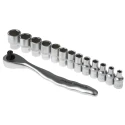 RS PRO 14-Piece 1/4 in Shallow Socket Set Chrome Vanadium Steel Square Drive 668-5789