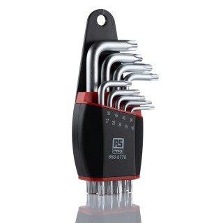 RS PRO 9-Piece L Shape Long Arm Torx Key Set Chrome Vanadium Steel 668-5770