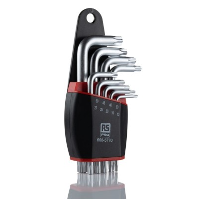 RS PRO 9-Piece L Shape Long Arm Torx Key Set Chrome Vanadium Steel 668-5770