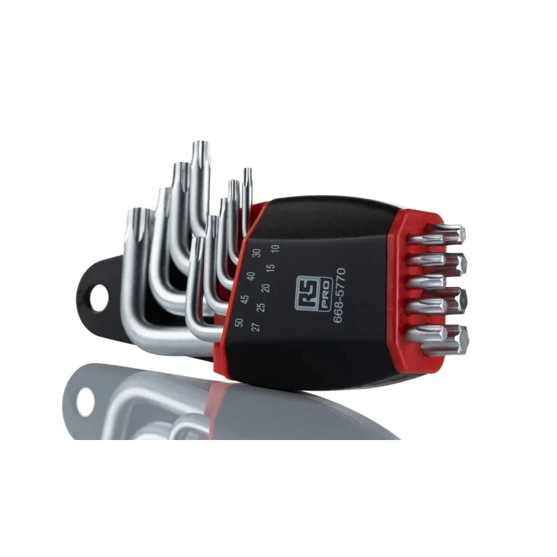 RS PRO 9-Piece L Shape Long Arm Torx Key Set Chrome Vanadium Steel 668-5770