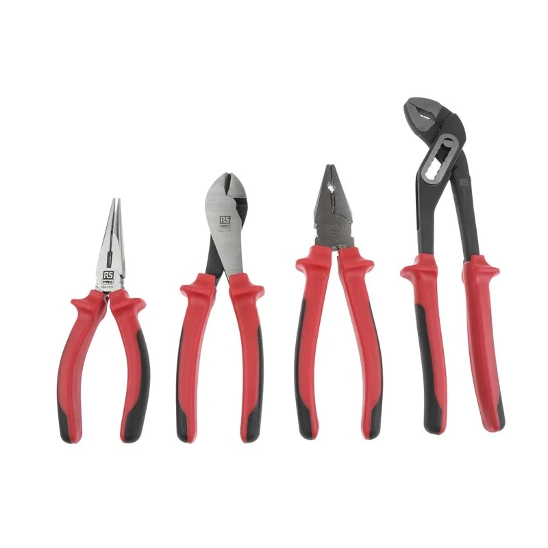 RS PRO 4-Piece 250mm Chrome Vanadium Steel Plier Set 4 Pieces 250 mm handles 668-5880