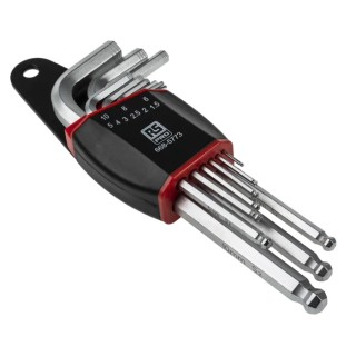 Wera RS PRO 9 Piece L Metric Hex Key Set Hex Ball End Satin Chrome Finish Chrome Vanadium Steel ISO 2936 668-5773