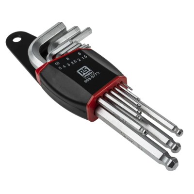 Wera RS PRO 9 Piece L Metric Hex Key Set Hex Ball End Satin Chrome Finish Chrome Vanadium Steel ISO 2936 668-5773