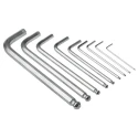 Wera RS PRO 9 Piece L Metric Hex Key Set Hex Ball End Satin Chrome Finish Chrome Vanadium Steel ISO 2936 668-5773