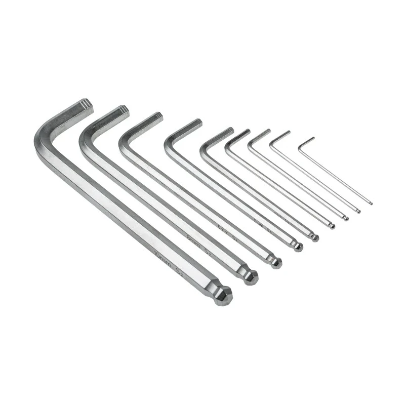 Wera RS PRO 9 Piece L Metric Hex Key Set Hex Ball End Satin Chrome Finish Chrome Vanadium Steel ISO 2936 668-5773