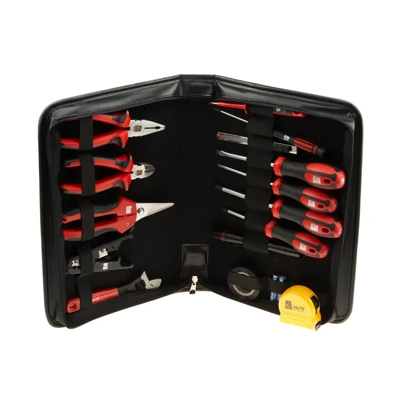 RS PRO 15 Piece Maintenance Tool Kit with Pouch Kit Contents: Cutters, Screwdriver, Wire Stripper, Tape Measure 136-3405