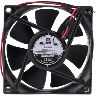 RS PRO Axial Fan, 12V DC, 68 m³/h Air Flow, 2.9W, 250mA, 3100 RPM, Sleeve Bearing, 80x80x25 mm 668-8839