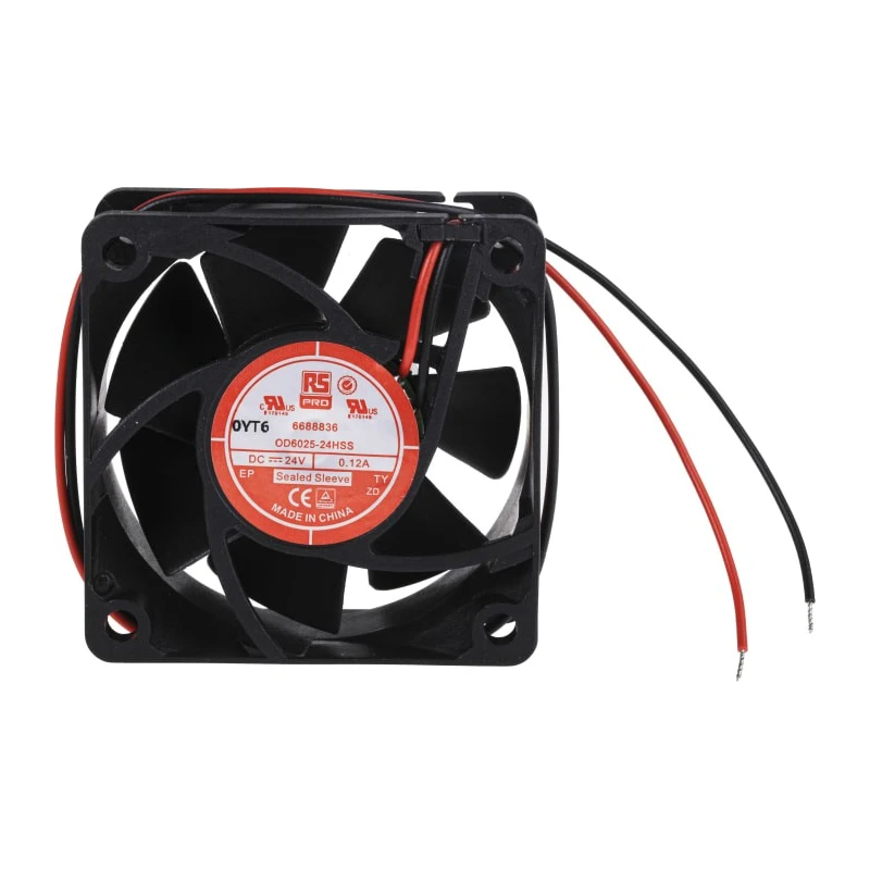 RS PRO Axial Fan 24V DC 3.6W 120mA 60 mm x 60 mm x 25 mm Sleeve Bearing 4500 RPM RS PRO 668-8836