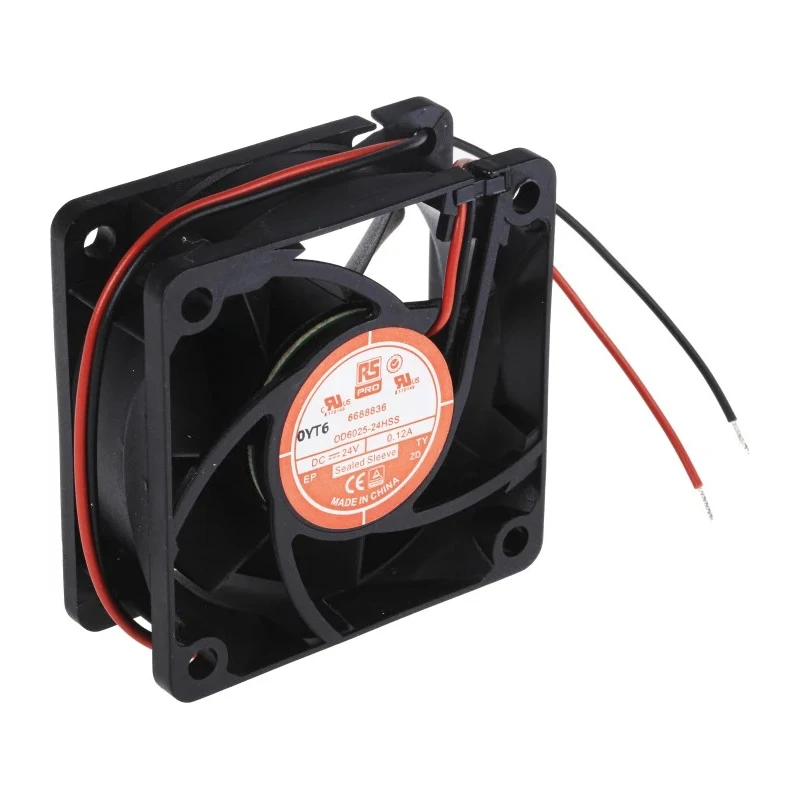 RS PRO Axial Fan 24V DC 3.6W 120mA 60 mm x 60 mm x 25 mm Sleeve Bearing 4500 RPM RS PRO 668-8836