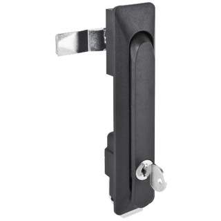 RS PRO Black Polyamide Swing Locking Handle 160mm x 35mm x 12mm, Spring-Loaded Shutter, IP54 Rated 136-3618