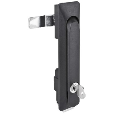 RS PRO Black Polyamide Swing Locking Handle 160mm x 35mm x 12mm, Spring-Loaded Shutter, IP54 Rated 136-3618