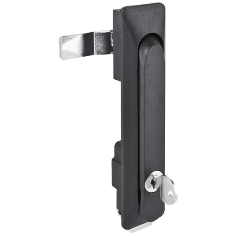 RS PRO Black Polyamide Swing Locking Handle 160mm x 35mm x 12mm, Spring-Loaded Shutter, IP54 Rated 136-3618