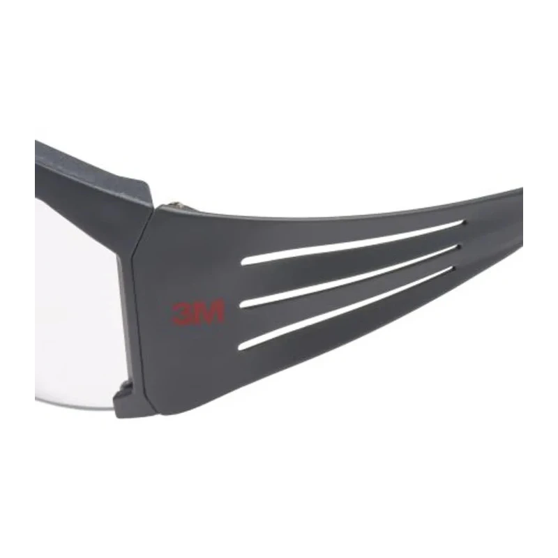 3M SecureFit 600 Semi-Rimless Safety Glasses with Anti-Fog Coating, Grey Polycarbonate Frame, Clear SF601SGAF-EU