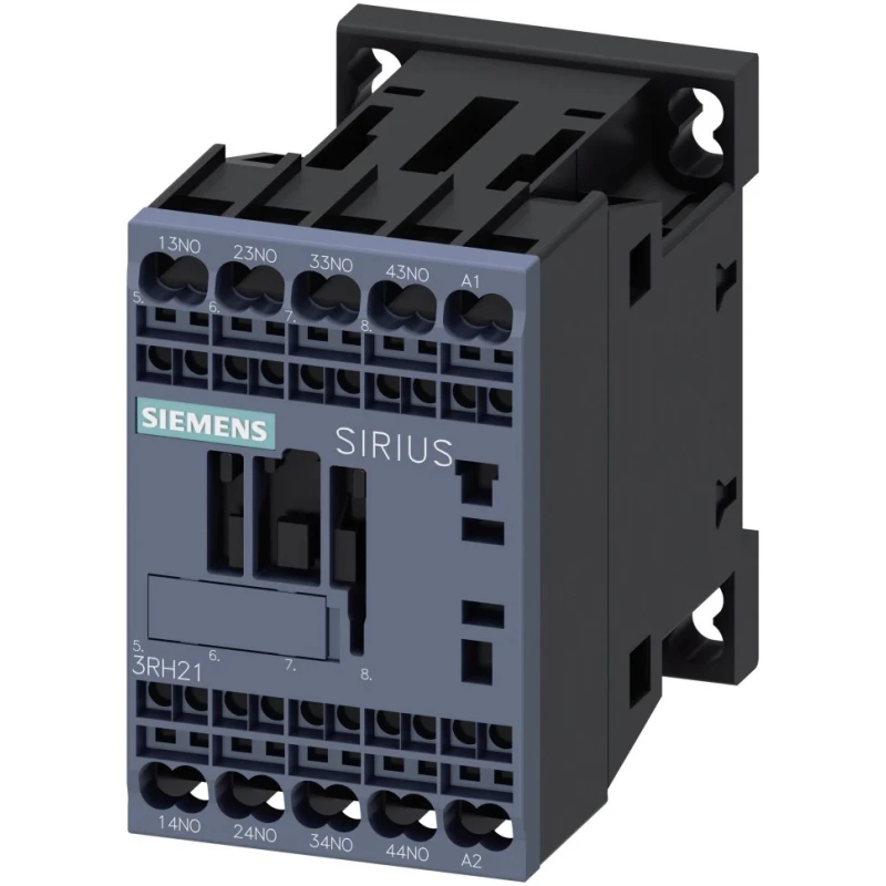 Siemens 3RH2 Contactor Relay, DIN Rail Mount, 110V AC Coil Voltage, 10A Contact Current, 4 NO, 600 V DC, 690 V 3RH2140-2AF00