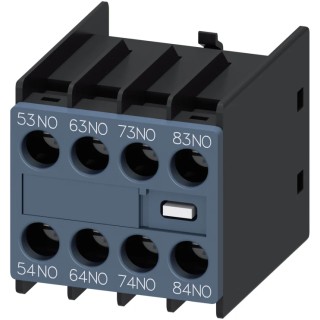 Siemens Auxiliary Switch Block, 4 Contact 4 NO Snap-On Terminal Screw 10 A 600 V dc 690 V ac 3RH2911-1XA40-0MA0