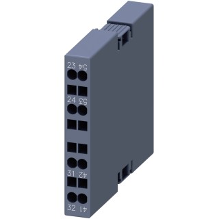 Siemens Auxiliary Contact, 2 Contacts, 1 NO/1 NC, Snap-On Mount, 0.3 A, 220V DC, Series 3RH29 3RH2911-2DE11