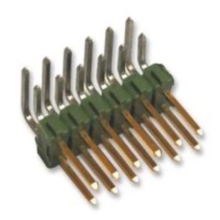 TE Connectivity AMPMODU MOD II Series Right Angle Through Hole Pin Header 20 Contact 2.54 mm Pitch 2 Row 1-826634-0