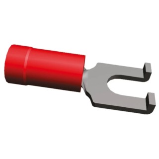 TE Connectivity PLASTI-GRIP Insulated Fork Terminal 22 AWG to 16 AWG M4 Stud Size Vinyl Red 324169