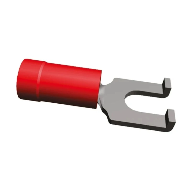 TE Connectivity PLASTI-GRIP Insulated Fork Terminal 22 AWG to 16 AWG M4 Stud Size Vinyl Red 324169
