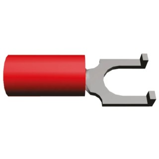TE Connectivity PLASTI-GRIP Insulated Fork Terminal 22 AWG to 16 AWG M5 Stud Size Polyvinyl Chloride Red 328516