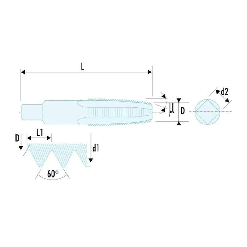 Facom High Speed Steel Hand Threading Tap, Shank Diameter 5.6mm, Overall Length 66mm 227.7X100T2