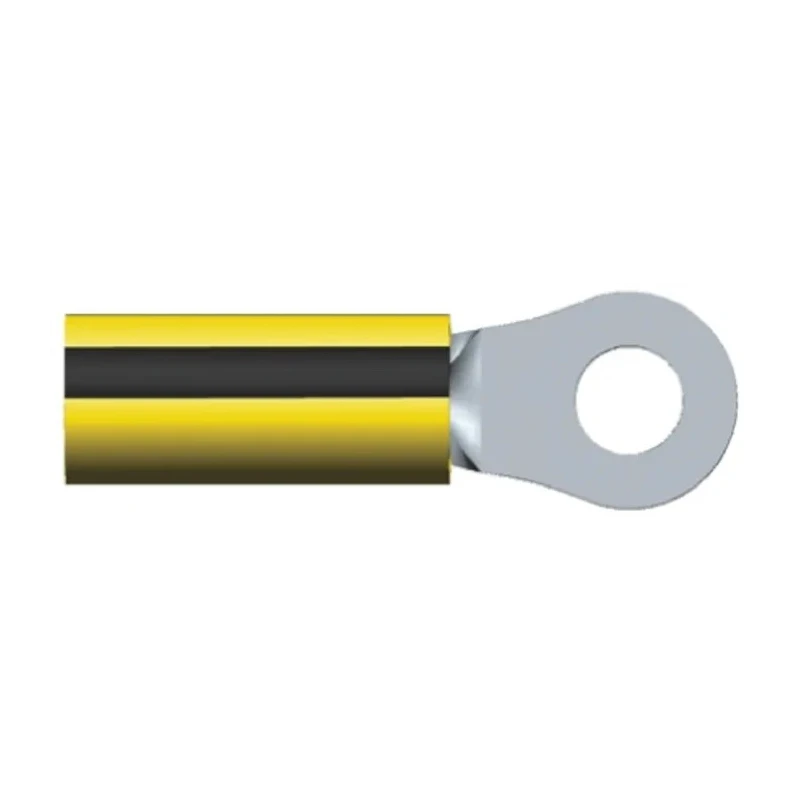 TE Connectivity PIDG Insulated Ring Terminal Black Yellow M4 Stud Size 16 AWG 14 AWG Wire Size 35106