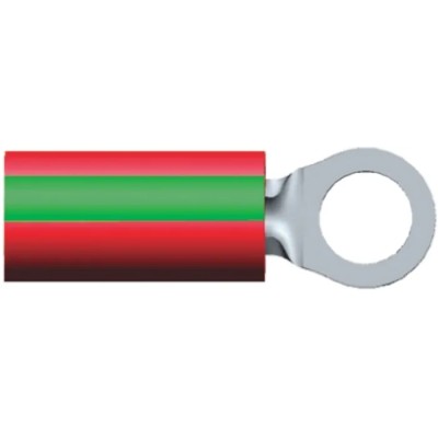TE Connectivity PIDG Insulated Ring Terminal M3.5 Stud Size 22 AWG to 16 AWG Wire Size Green Red 2-36149-3