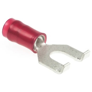TE Connectivity PIDG Insulated Fork Terminal, 22 AWG to 16 AWG, M4 Stud Size Nylon Red 32498
