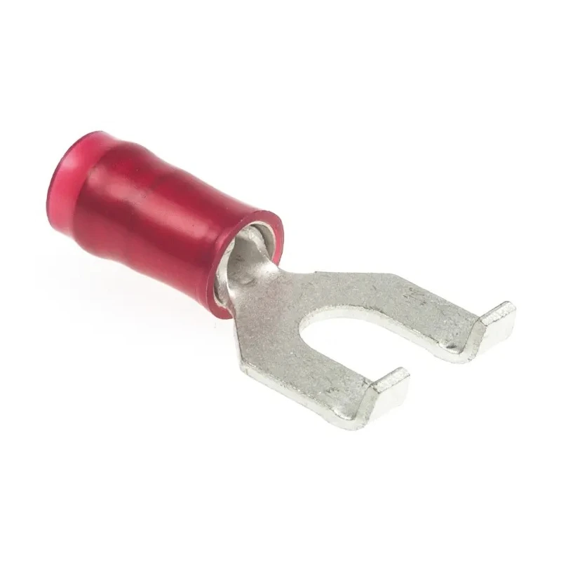 TE Connectivity PIDG Insulated Fork Terminal, 22 AWG to 16 AWG, M4 Stud Size Nylon Red 32498