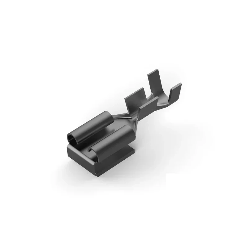 TE Connectivity FASTON .250 Black Uninsulated Female Spade Connector, Crimp, 6.35 x 0.8 mm Tab Size 18 AWG to 14 AWG 160739-2