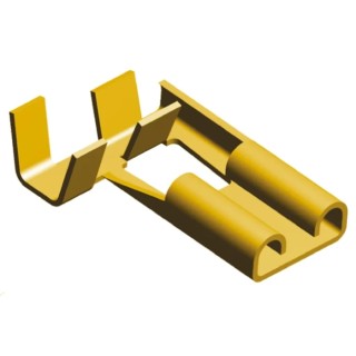 TE Connectivity FASTON 250 Yellow Uninsulated Female Spade Connector Crimp 6.35 x 0.81 mm Tab Size 17 AWG to 13 AWG 180464-1