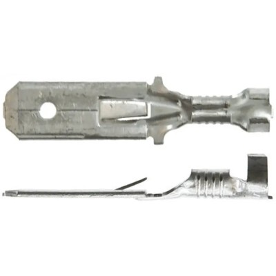 TE Connectivity FASTIN-FASTON .250 Black Uninsulated Male Spade Connector, Crimp, 6.35 x 0.81 mm Tab Size 20 AWG to 160859-6
