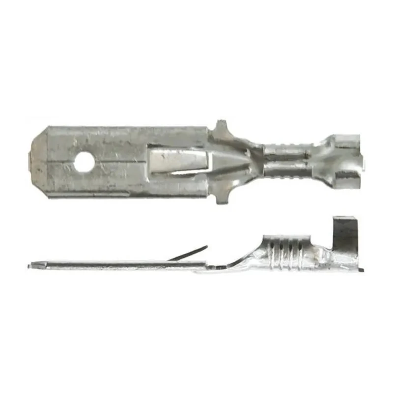 TE Connectivity FASTIN-FASTON .250 Black Uninsulated Male Spade Connector, Crimp, 6.35 x 0.81 mm Tab Size 20 AWG to 160859-6