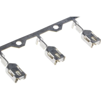 TE Connectivity Mark I 250 Series Female Crimp Terminal, 26 AWG Min Crimp, 10 AWG Max, Tin Plated Brass, Crimp 1-160759-1