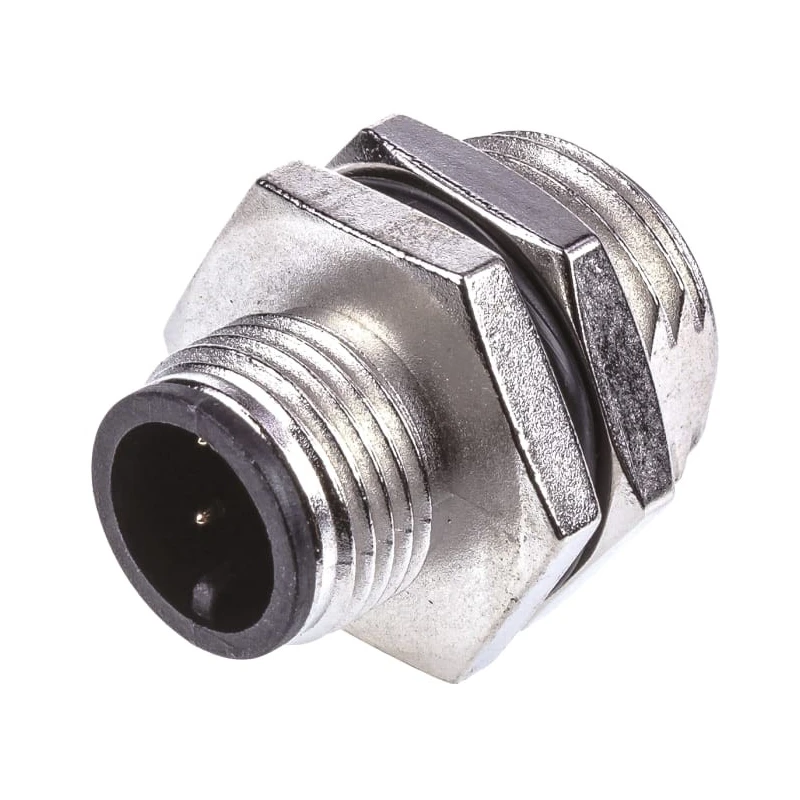 TE Connectivity Circular Connector, 3 Contacts, Panel Mount, M12 Connector, Plug, Male, IP67, 250V, 5A, Polyamide 1838893-1
