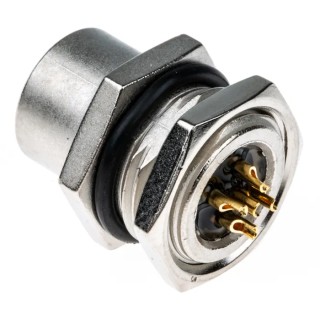 TE Connectivity Circular Connector 5 Contacts Panel Mount Socket Female IP67 M12 Series 1838891-3